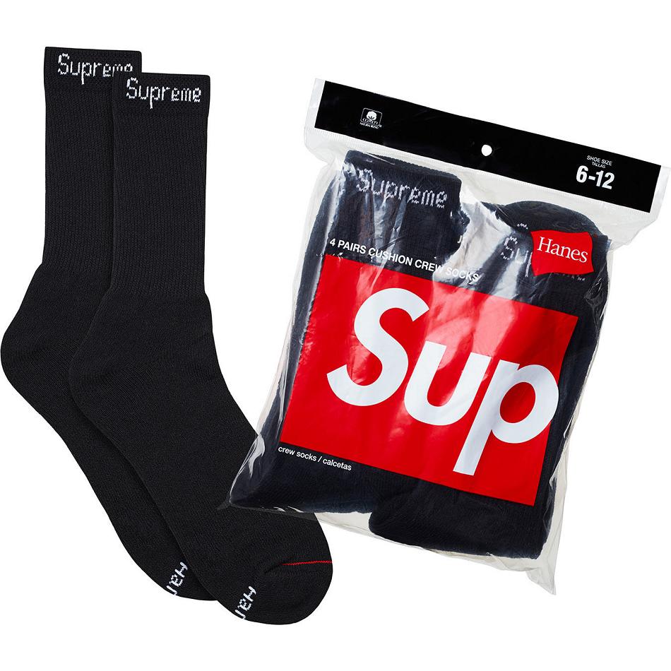 Calcetines Supreme Hanes® Crew Socks (4 Pack) Negras | AR486YU