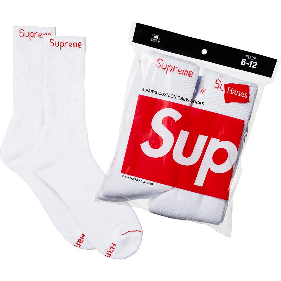 Calcetines Supreme Hanes® Crew Socks (4 Pack) Blancas | AR487UT