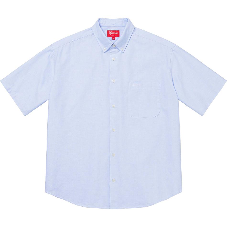 Camisas Supreme Loose Fit S/S Oxford Blancas Azules | AR210HK