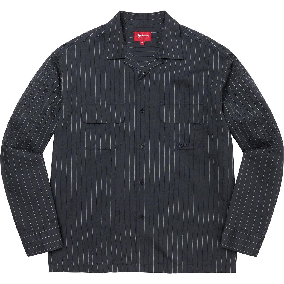 Camisas Supreme Pinstripe Linen Azul Marino | AR219NB