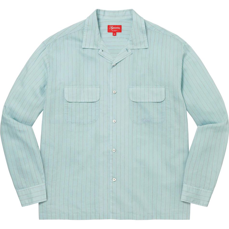 Camisas Supreme Pinstripe Linen Azules | AR218BC