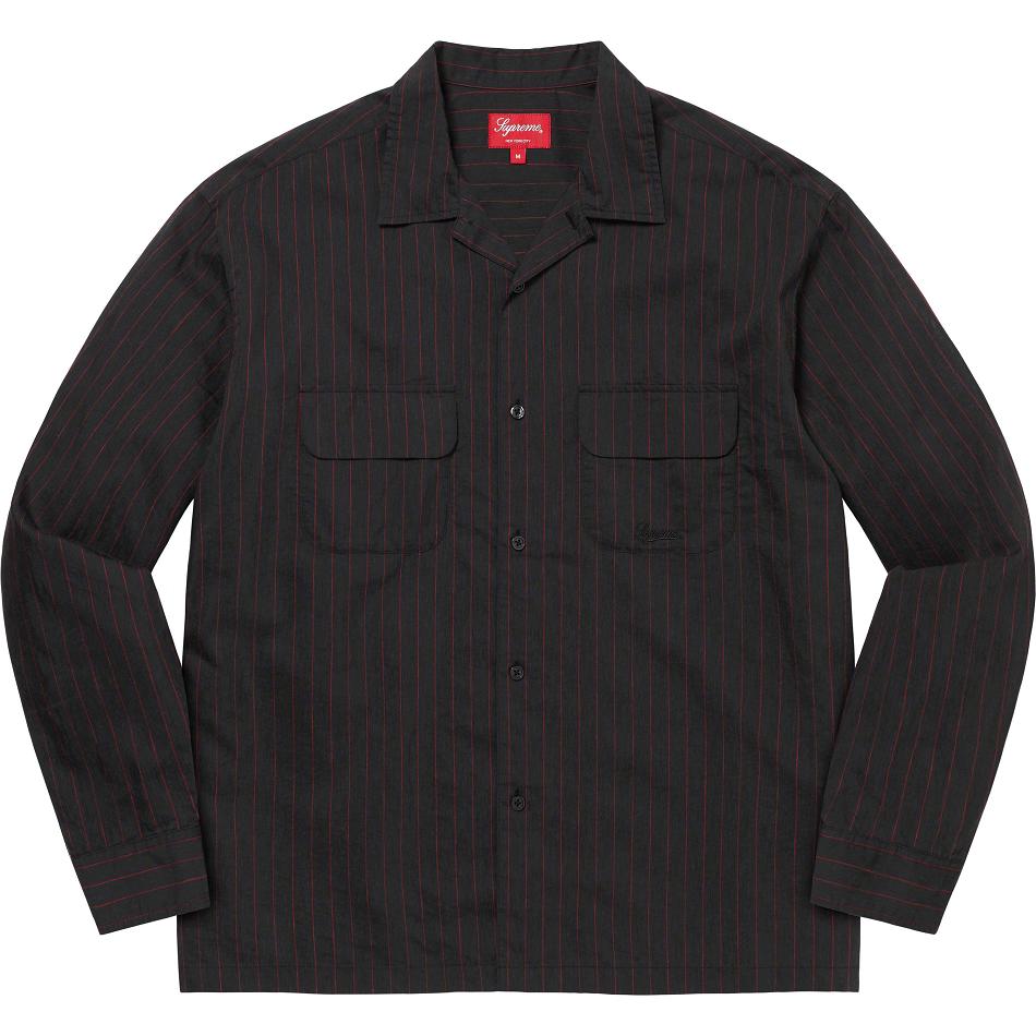 Camisas Supreme Pinstripe Linen Negras | AR217VD