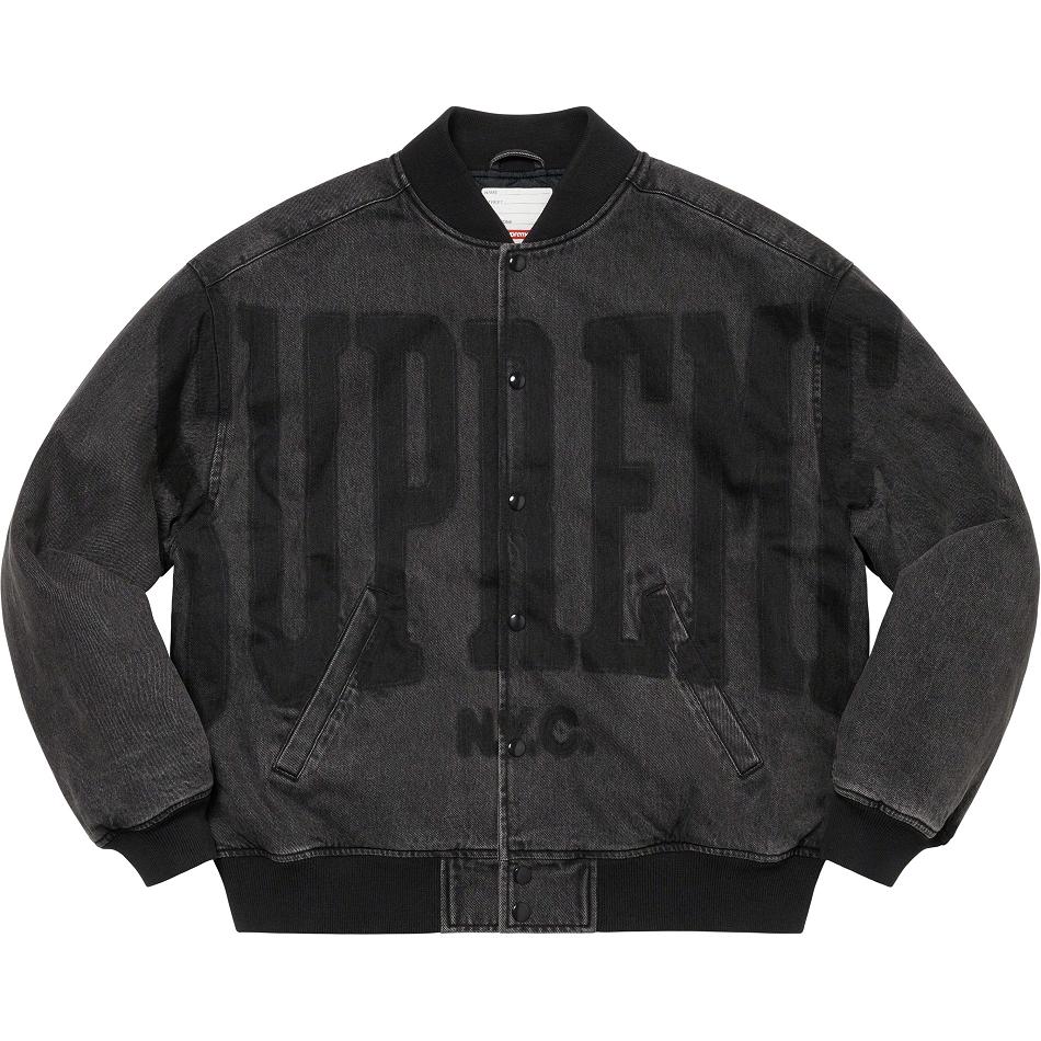 Chaquetas Supreme Washed Knockout Denim Varsity Negras | AR152PQ