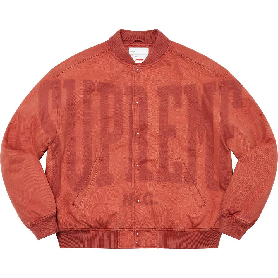 Chaquetas Supreme Washed Knockout Denim Varsity Rojas | AR153AP