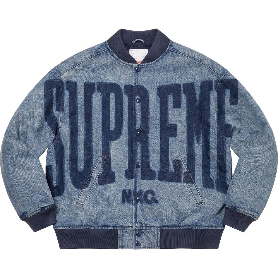 Chaquetas Supreme Washed Knockout Denim Varsity Azul Marino | AR154SO