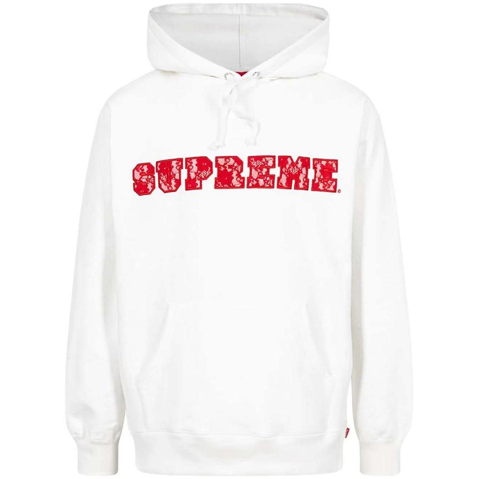 Sudadera Con Capucha Supreme Encaje Detail Logo Blancas | AR116MA