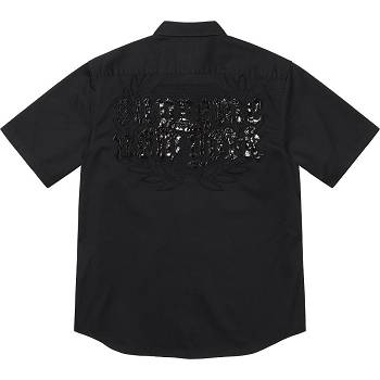 Camisas Supreme Croc Patch S/S Trabajo Negras | AR204PQ