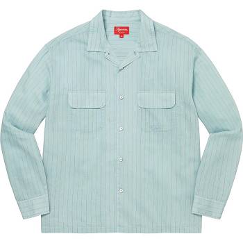 Camisas Supreme Pinstripe Linen Azules | AR218BC