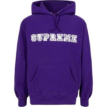 Sudadera Con Capucha Supreme Encaje Detail Logo Moradas | AR115NB