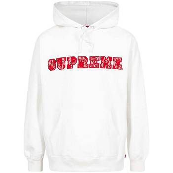 Sudadera Con Capucha Supreme Encaje Detail Logo Blancas | AR116MA