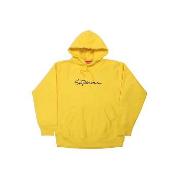 Sudaderas Supreme Classic Script Encapuchado Amarillo | AR322BC