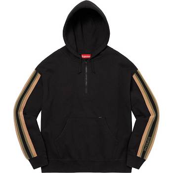 Sudaderas Supreme Half Zip Encapuchado Negras | AR298MA